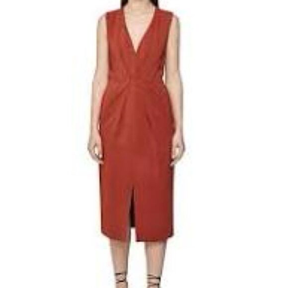 REISS Gracie V-Neck Midi Dress - Picture 1 of 8